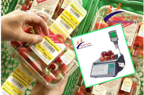 cân điện tử in tem nhãn mã vạch cho cửa hàng trái cây