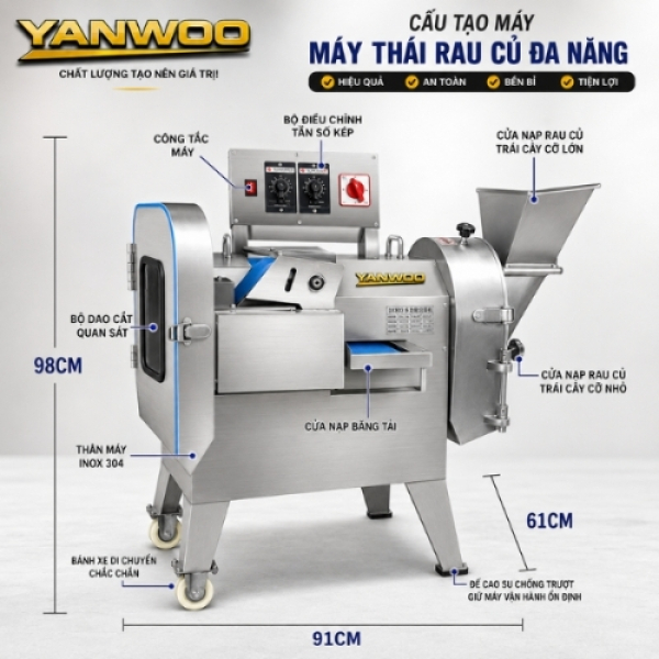 Máy thái rau củ đa năng inox 304 YANWOO YQC-902
