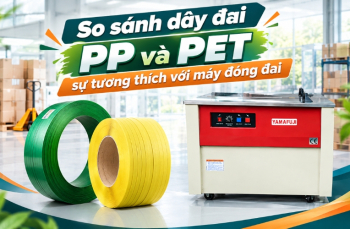 So sánh dây đai PP và PET sự tương thích với máy đóng đai