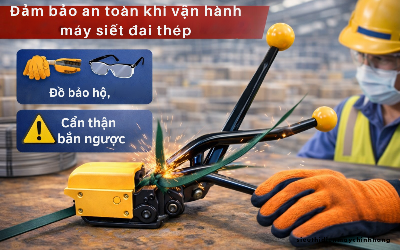 Đảm bảo an toàn khi vận hành máy siết đai thép