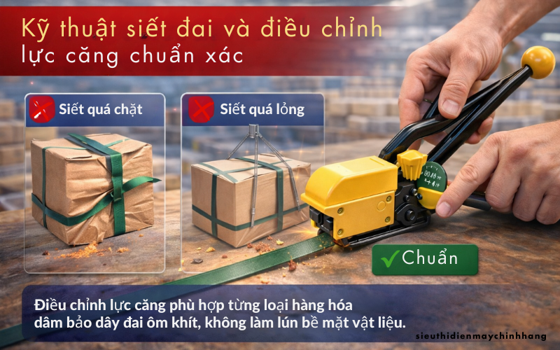  Kiểm tra kỹ lưỡng máy siết đai thép trước mỗi ca làm việc