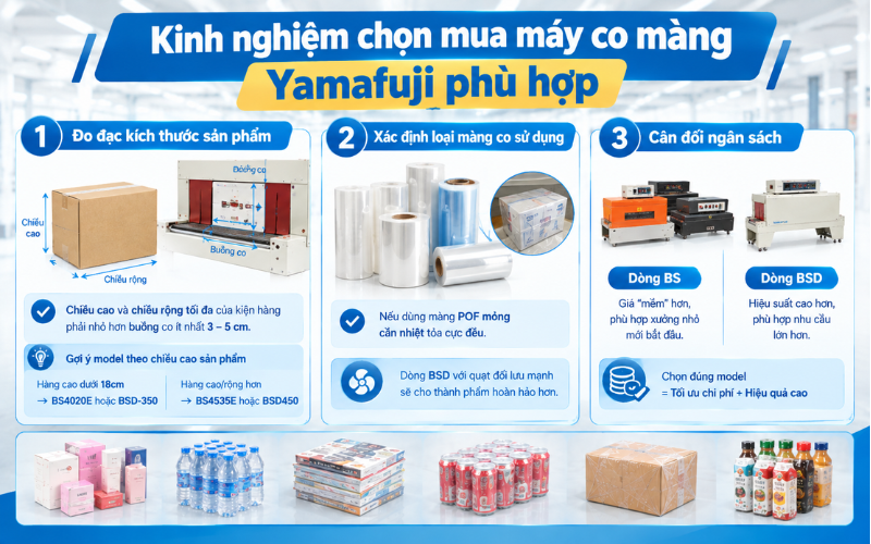 Kinh nghiệm chọn mua máy co màng Yamafuji phù hợp