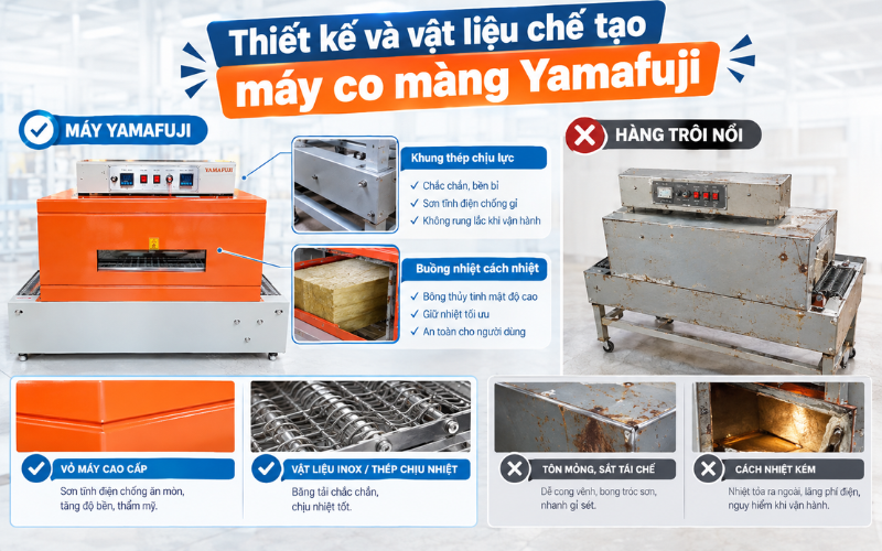 Thiết kế và vật liệu chế tạo máy rút màng co Yamafuji
