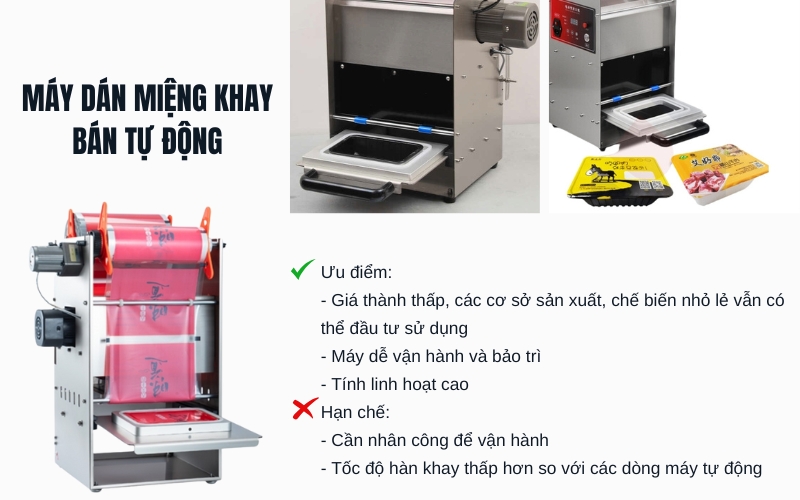 Máy dán miệng khay bán tự động