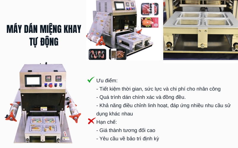 Máy dán miệng khay tự động