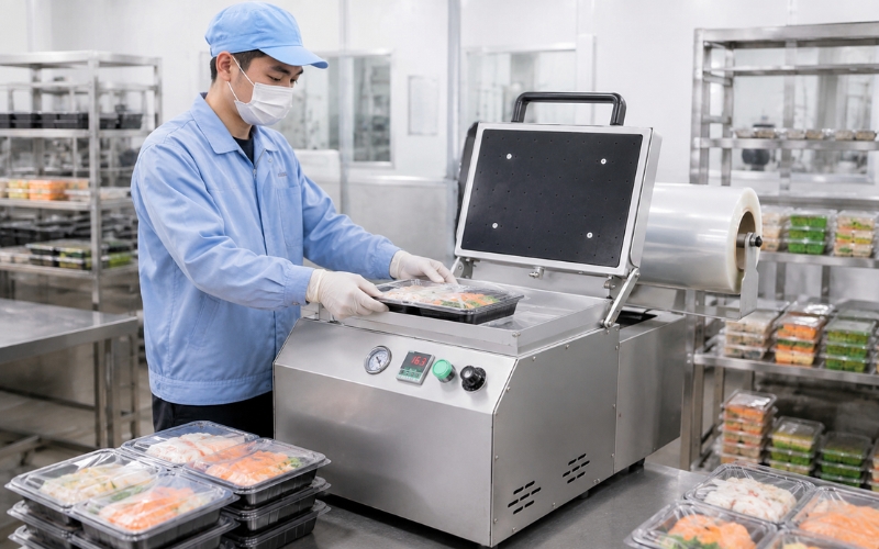 Máy dán miệng khay hút chân không Yamafuji DQ300VST