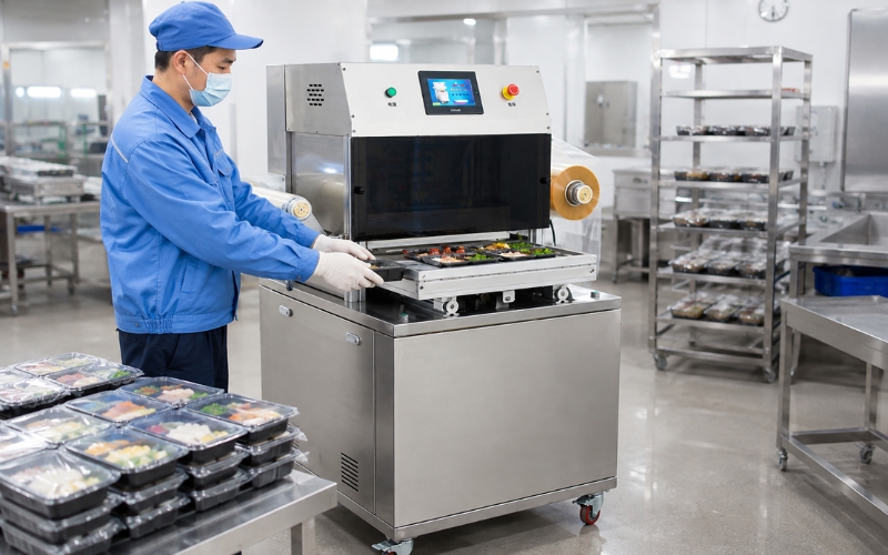 Máy dán miệng khay hút chân không Yamafuji DQ320L-E