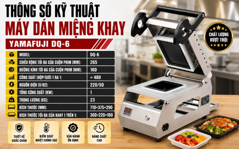 Thông số kỹ thuật của máy dán miệng khay Yamafuji DQ-6