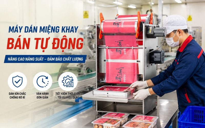 Tính năng của máy dán miệng khay bán tự động Yamafuji DF300T