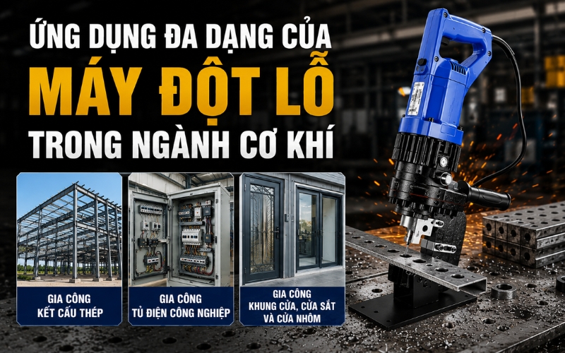 Máy đột lỗ ứng dụng trong gia công khung cửa, cửa sắt và cửa nhôm