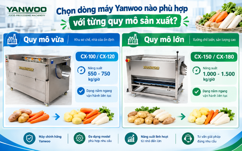 Chọn dòng máy Yanwoo nào phù hợp với từng quy mô sản xuất