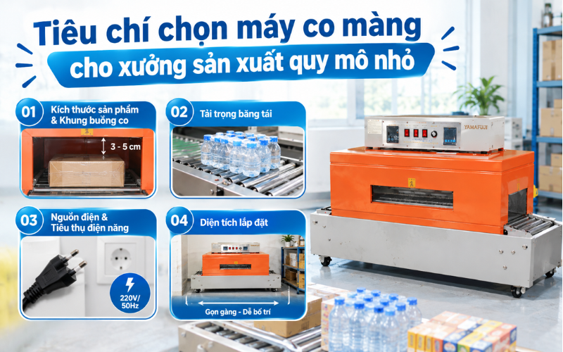 Tiêu chí chọn máy co màng cho xưởng sản xuất quy mô nhỏ