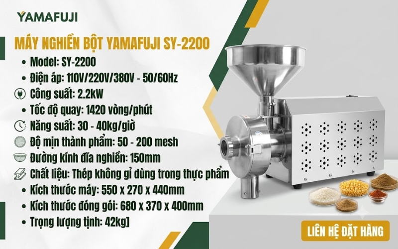 Tìm hiểu thông số máy nghiền bột Yamafuji SY-2200