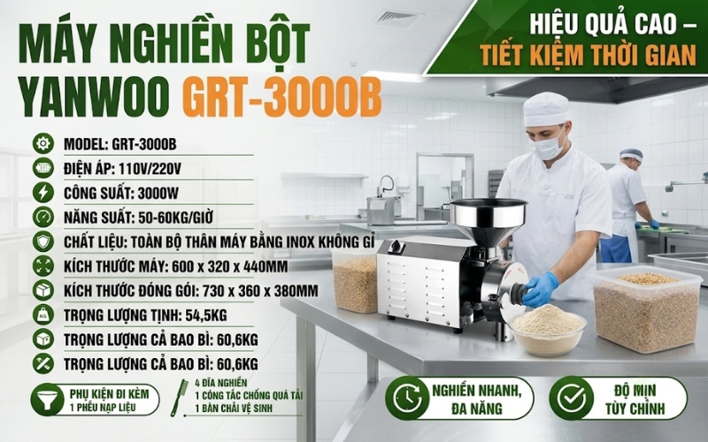Thông số của máy nghiền bột Yanwoo GRT-3000B