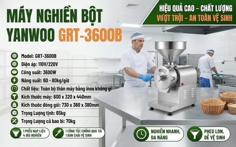Thông số của máy nghiền bột Yanwoo GRT-3600B