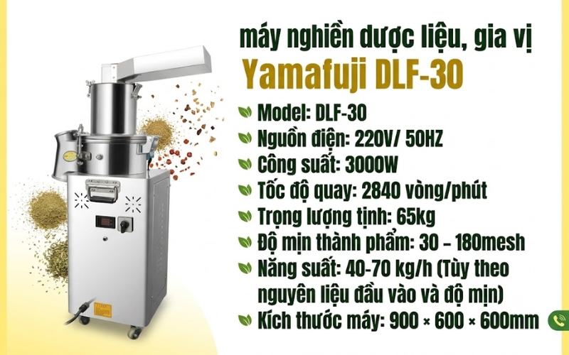 Thông số của máy nghiền dược liệu, gia vị Yamafuji DLF-30