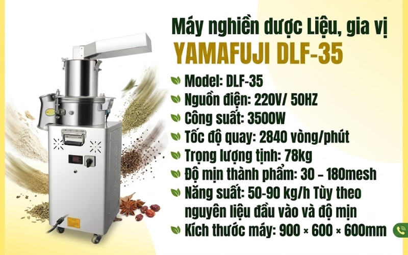 Thông số máy nghiền dược liệu, gia vị Yamafuji DLF-35