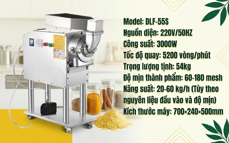 Thông số máy nghiền dược liệu, gia vị Yamafuji DLF-55S