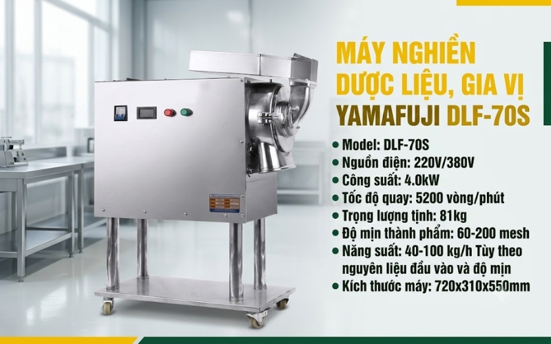 Thông số máy nghiền dược liệu, gia vị Yamafuji DLF-70S