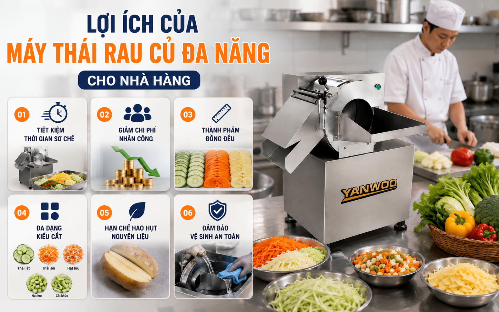 Lợi ích của máy thái rau củ đa năng cho nhà hàng