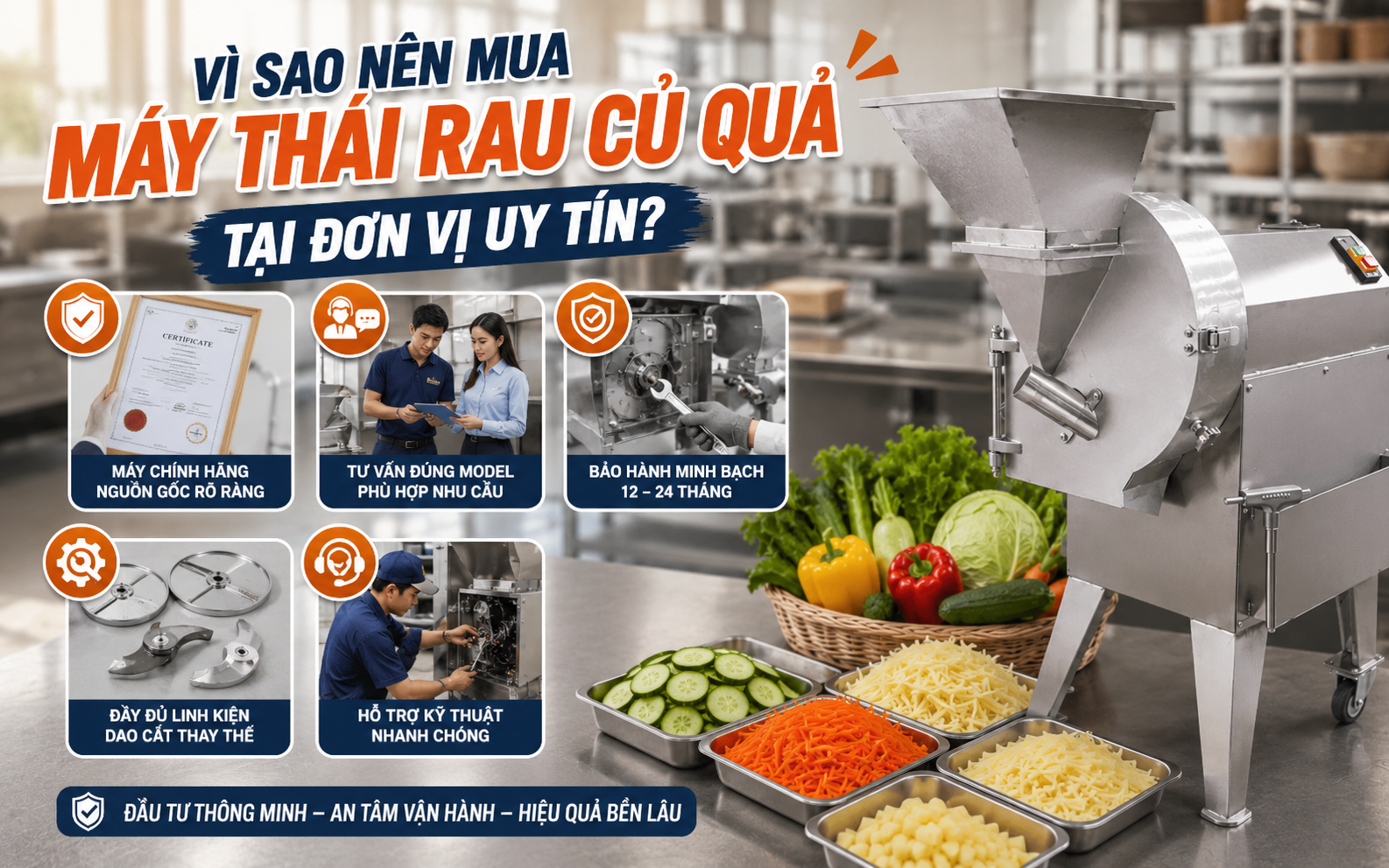 Vì sao nên mua máy thái rau củ quả tại đơn vị uy tín?