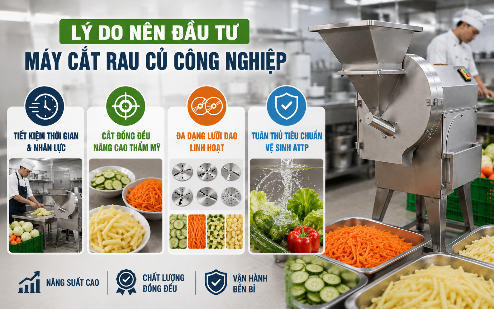 Lý do nên đầu tư vào máy cắt rau củ công nghiệp hiện nay
