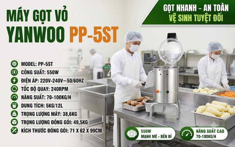 Thông số máy gọt vỏ Yanwoo PP-5ST