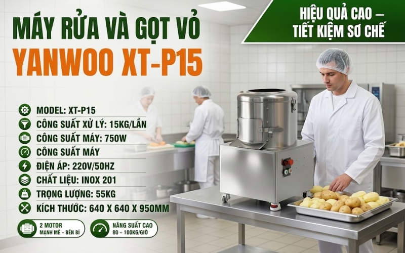 Thông số máy rửa và gọt vỏ Yanwoo XT-P15