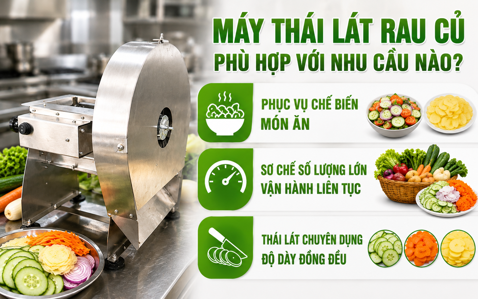 Máy thái lát rau củ phù hợp với nhu cầu sử dụng nào?