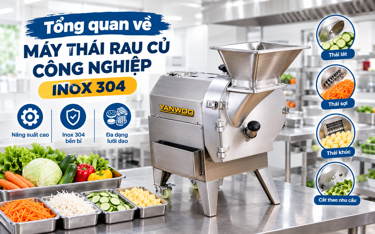  Tổng quan về máy thái rau củ công nghiệp inox 304
