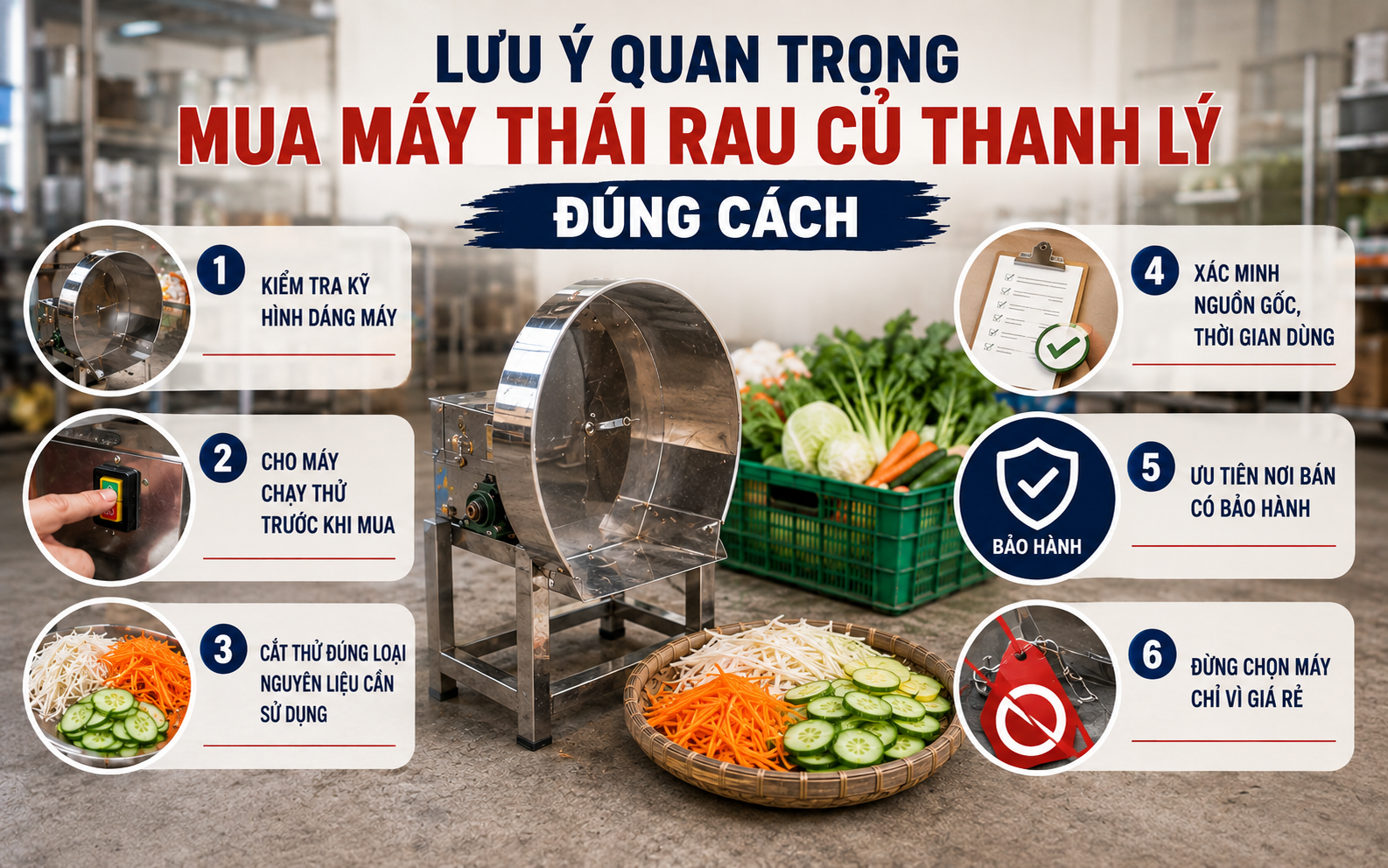 Lưu ý quan trọng mua máy thái rau củ thanh lý đúng cách