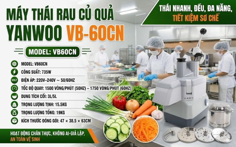 Thông số máy thái rau củ quả Yanwoo VB-60CN