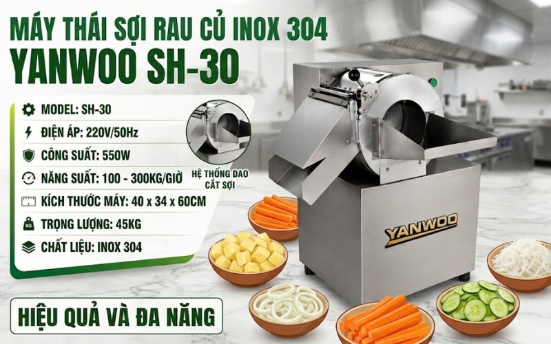 Thông số máy thái sợi rau củ inox 304 Yanwoo CSC-300