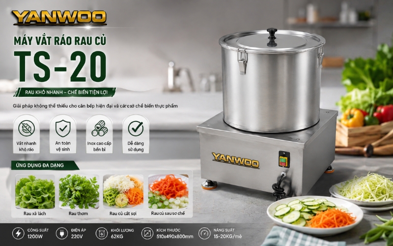 Đặc điểm nổi bật của máy vắt ráo rau củ Yanwoo TS-20