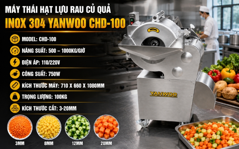 hông số máy thái hạt lựu rau củ quả Yanwoo CHD-100
