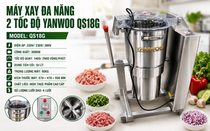 Thông số của máy xay đa năng 2 tốc độ Yanwoo QS18G