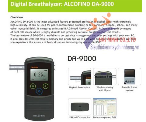 Máy đo nồng độ cồn ALCOFIND DA-9000 chất lượng