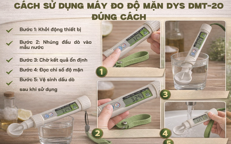 Cách sử dụng máy đo độ mặn DYS DMT-20 đúng cách