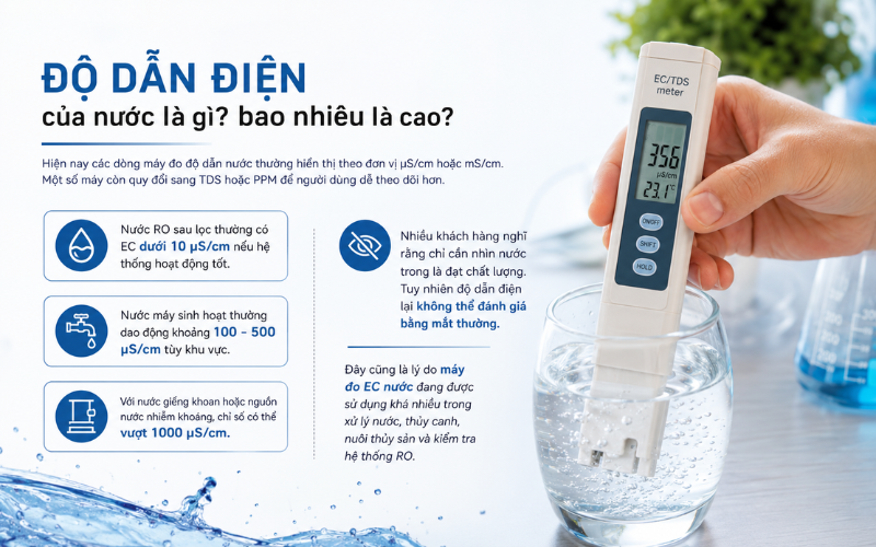 Độ dẫn điện của nước là gì? bao nhiêu là cao
