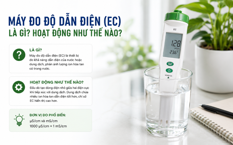 Máy đo độ dẫn điện (ec) là gì? Hoạt động như thế nào