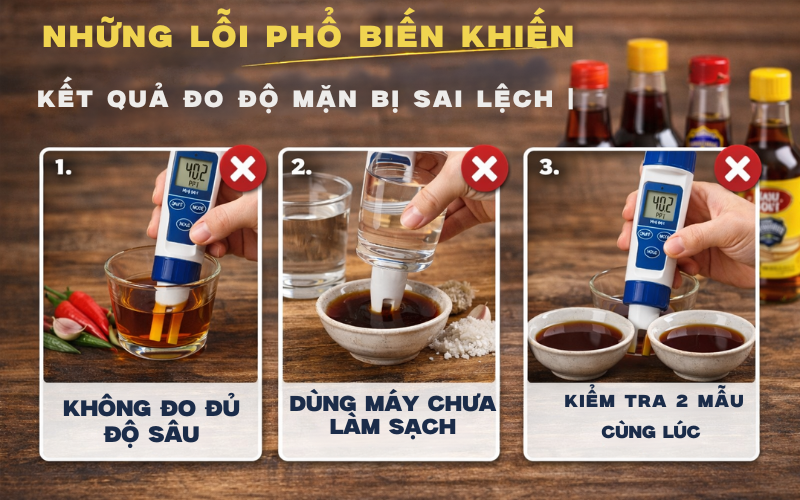 Những lỗi phổ biến khiến kết quả đo độ mặn bị sai lệch