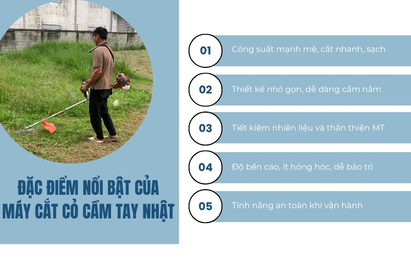 Đặc điểm nổi bật của máy cắt cỏ cầm tay nhật