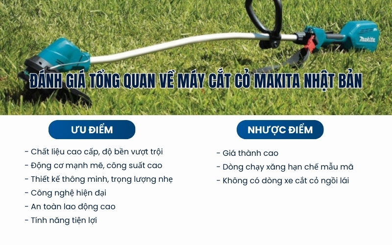 Đánh giá tổng quan về máy cắt cỏ Makita Nhật Bản