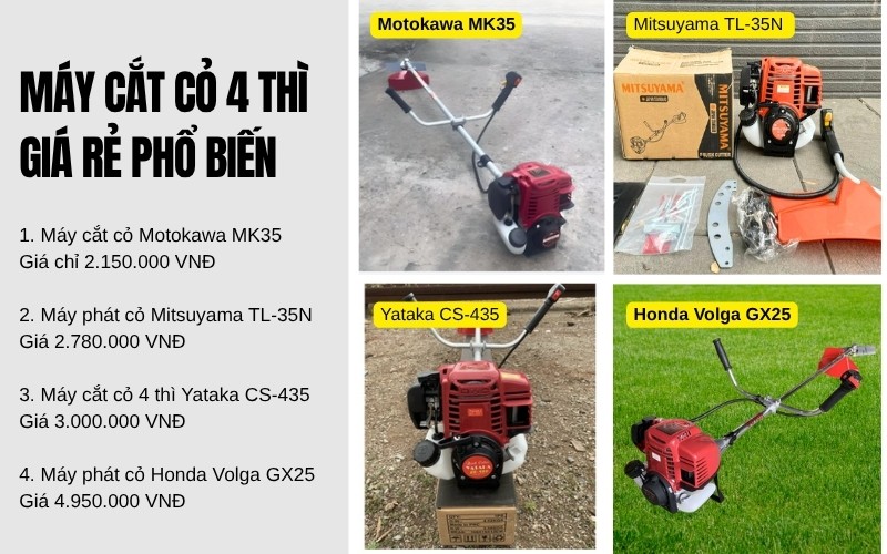 Gợi ý các dòng máy cắt cỏ 4 thì giá rẻ phổ biến