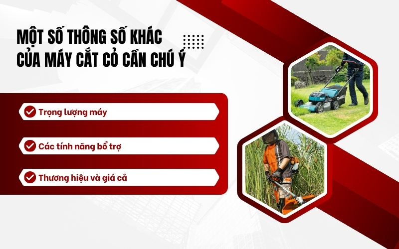 Một số thông số khác của máy cắt cỏ cần chú ý