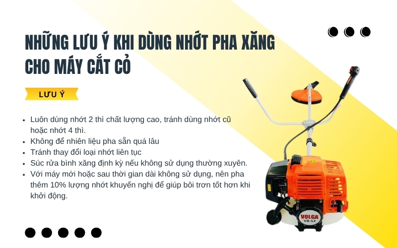 Những lưu ý khi dùng nhớt pha xăng cho máy cắt cỏ