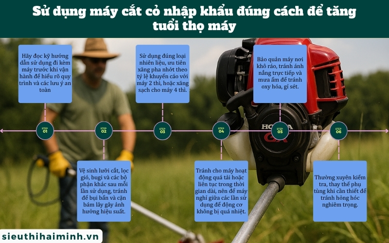 Sử dụng máy cắt cỏ nhập khẩu đúng cách để tăng tuổi thọ máy