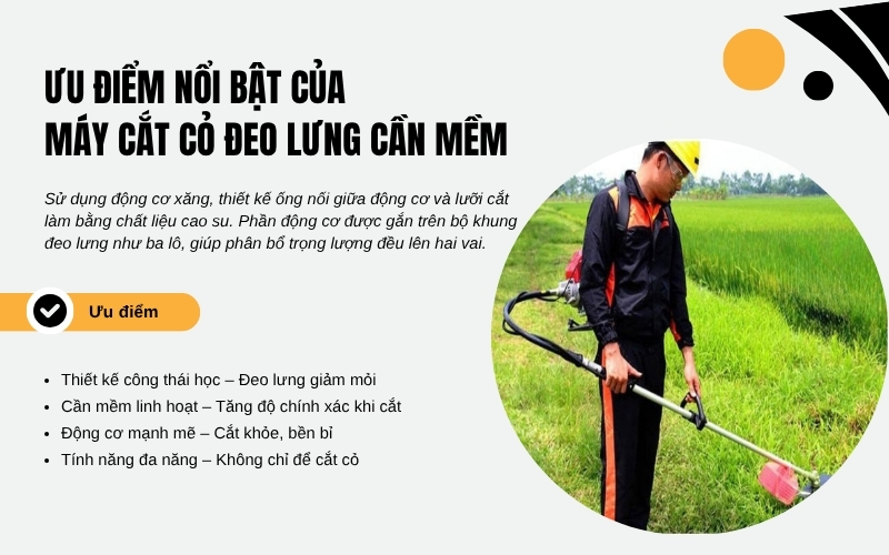 Ưu điểm nổi bật của máy cắt cỏ đeo lưng cần mềm