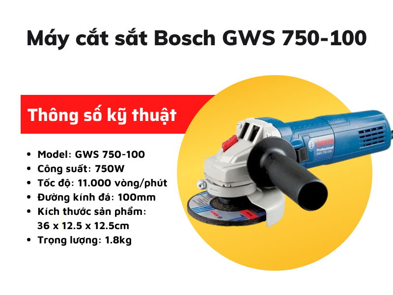 Máy cắt sắt Bosch GWS 750-100 giá rẻ