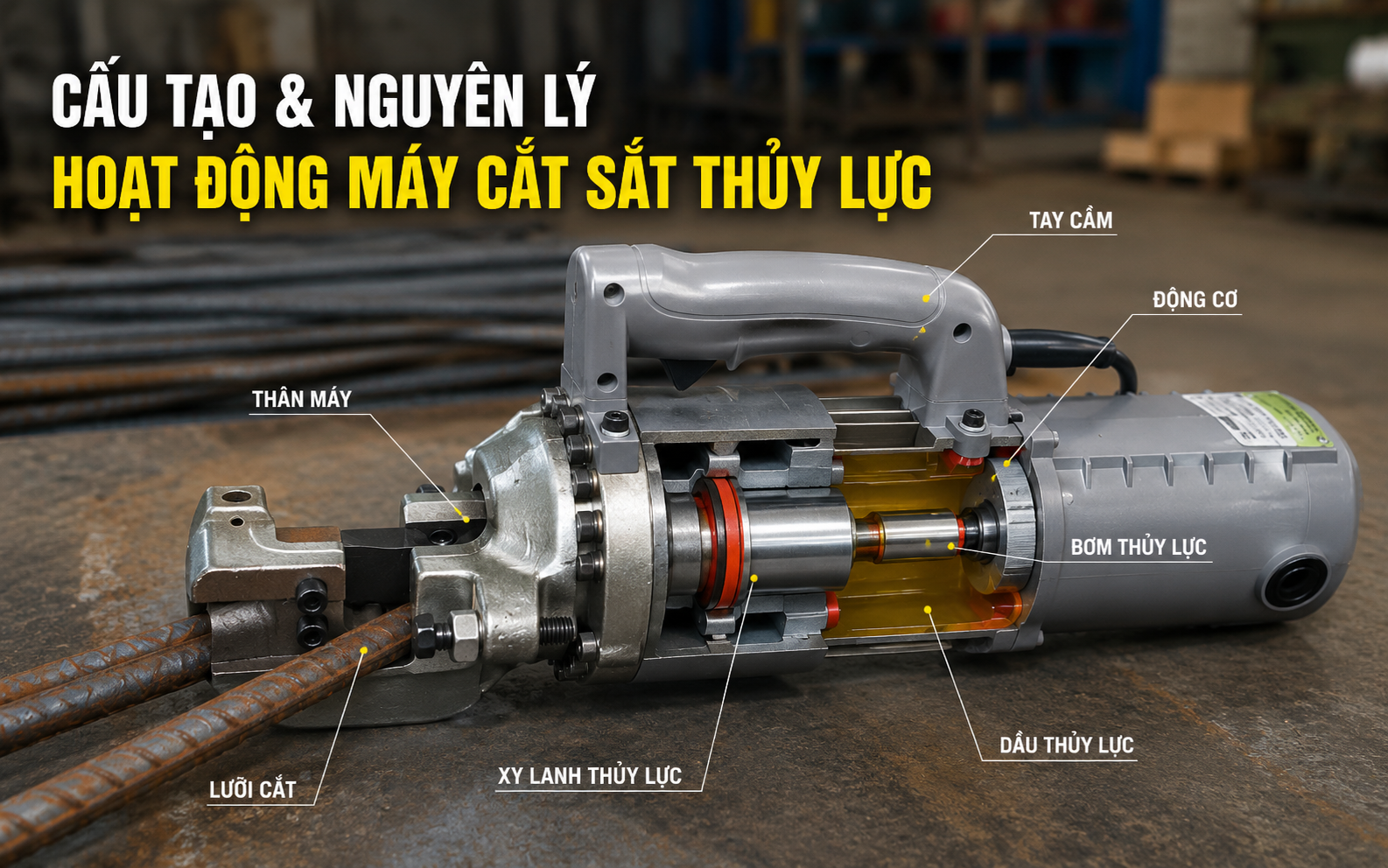 Cấu tạo và nguyên lý hoạt động máy cắt sắt thủy lực 